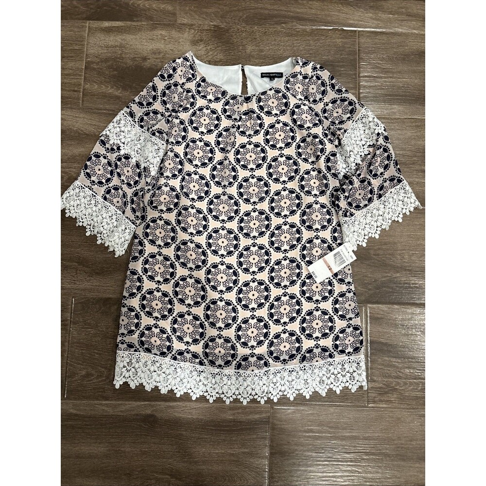 Girls Spring Dress Pink‎ & Navy Size 12 NWT Lace Mini